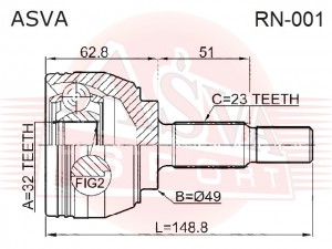 ШРУС НАРУЖНИЙ RENAULT RN001 RN001 ASVA
