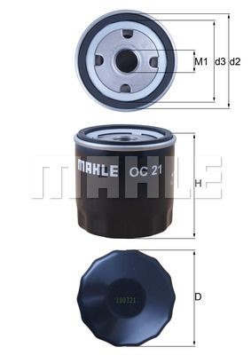 Фильтр масляный OC21 OC21 MAHLE KNECHT