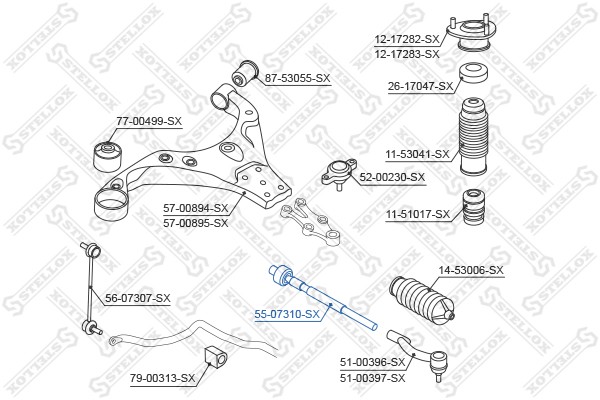тяга рулевая!\ Hyundai I30 07> 55-07310-SX STELLOX