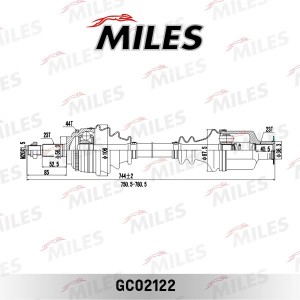Привод в сборе правый (ABS) RENAULT MEGANE/SCENIC 1.6-2.0 99- (GKN 303620) GC021 GC02122 MILES