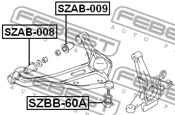 сайлентблок рычага пер.!\ Suzuki Grand Vitara SQ 98> SZAB-008 FEBEST