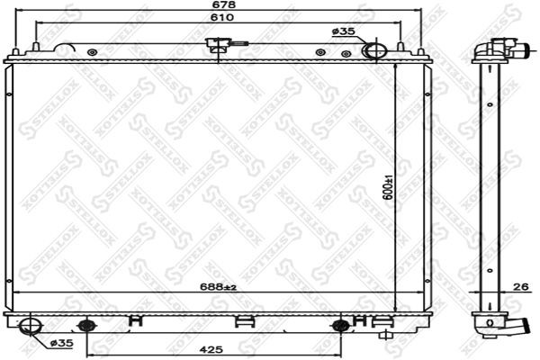 радиатор системы охлаждения!\ Nissan Pathfinder/Frontier/Xterra/Navara VQ40DE 04 10-26784-SX STELLOX