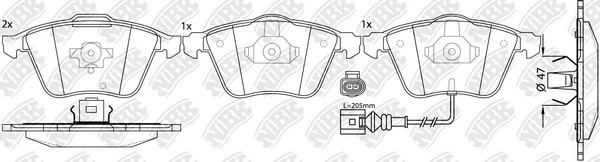 Колодки тормозные VW Eos,Passat CC AUDI A3,S3 SKODA Superb передние (4шт.) NIBK PN0399W NIBK