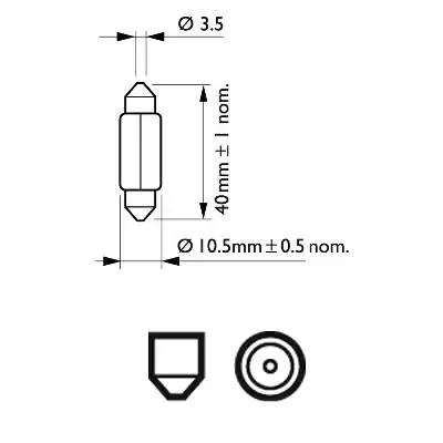 Лампа 12V C5W SV8.5-8 PHILIPS 12864CP PHILIPS