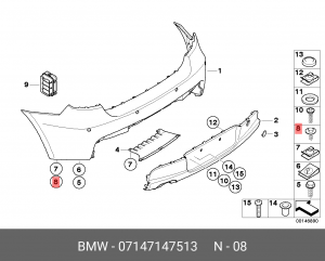болт с шестигранной головкой с шайбой !M6x12\BMW 1' E81, E82, E87, LCI, E88, F20 07 14 7 147 513 BMW