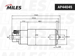 Насос топливный OPEL ASTRA G/VECTRA B/ 3bar (BOSCH 0580454140) AP44045 AP44045 MILES