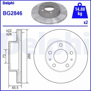 BG2846 диск тормозной передний!\ Fiat Ducato, Peugeot Boxer, Citroen Jumper 94> BG2846 DELPHI