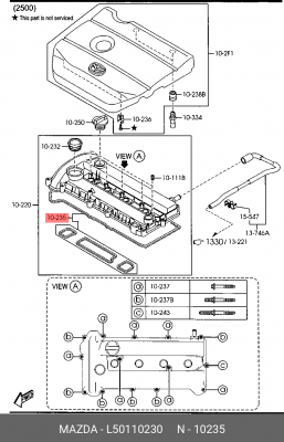 Прокладка крышки клапанной MAZDA 6 (02-08) OE L50110230 MAZDA