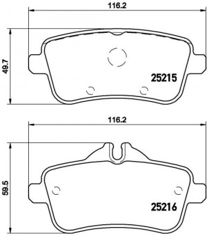 Колодки тормозные MERCEDES ML (W166) (11-),A (W176) (13-) задние (4шт.) BREMBO P50099 BREMBO