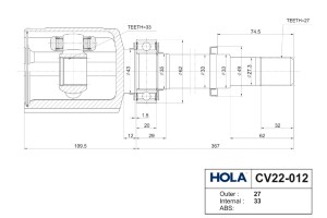 NISSAN QASHQAI (J10) (2006-2014) 33X33X27 CV22012 HOLA