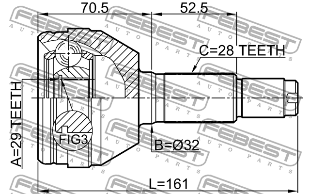 ШРУС внешний CHEVROLET EPICA 04- 1010-V200 1010-V200 FEBEST