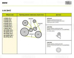 Ролик привод. ремня BMW 5 F10 (10-)/5 G30 (16-) 2.0d [B47B20] (с натяж. мех.) (C CM5706 TRIALLI