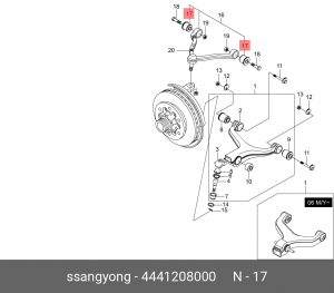 Сайлентблок SSANGYONG Actyon (06-),Kyron (05-),Actyon Sports (06-) рычага передн 4441208000 SSANG YONG