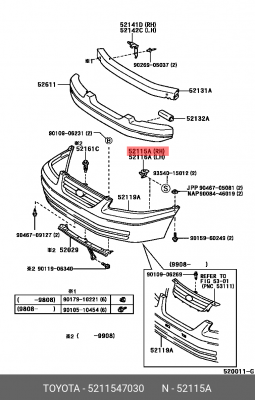 суппорт радиатора 52115-47030 TOYOTA