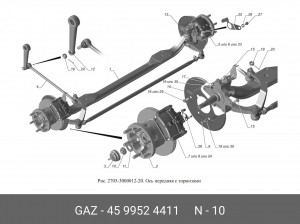 Гайка ступицы переднего колеса М24*1,5 -3110   4599524-411 45 9952 4411 GAZ GAZ
