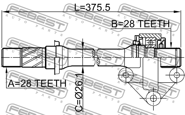 Вал привода MAZDA FAMILIA BJ 1998-2003 0512-CP 0512-CP FEBEST