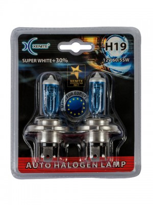 к-кт ламп! галогенных H19 PU43t-3 12V 60/55W 4000K SUPER WHITE (уп.2шт)\ 1007150 XENITE