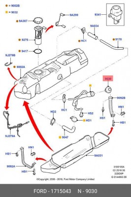 пробка заливной горловины топл. Бака!\ Ford Transit 06> 1 715 043 FORD