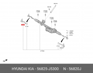 Наконечник рулевой тяги KIA Stinger (17-) правый OE 56825J5300 HYUNDAI KIA