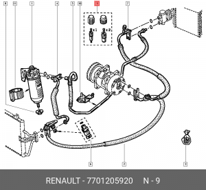 к-кт клапанов кондиционера! 3шт\ Renault Megane 96-02 7701205920 RENAULT