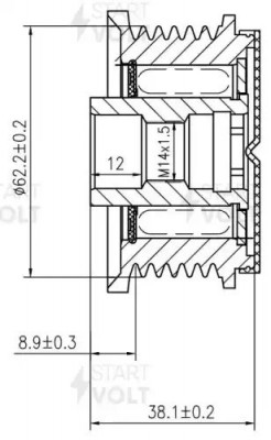 Шкив с обгонной муфтой генер. для а/м Hyundai Sonata NF (05-) 2.0i/2.4i (тип Den SGP 08L8 START VOLT