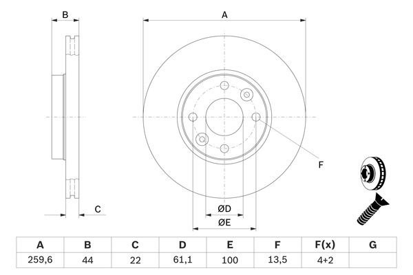 Диск тормозной передний 0986479103 0 986 479 103 BOSCH