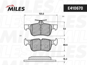 Колодки тормозные задние (Смесь Low-Metallic) FORD KUGA/MONDEO/GALAXY/S-MAX 14-/ E410670 MILES