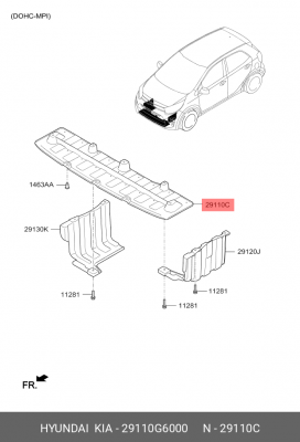 Защита двигателя KIA Picanto (17-) OE 29110G6000 HYUNDAI KIA