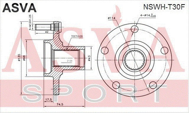 СТУПИЦА ПЕРЕДНЯЯ NISSAN/INFINITI NSWHT30F NSWH-T30F ASVA