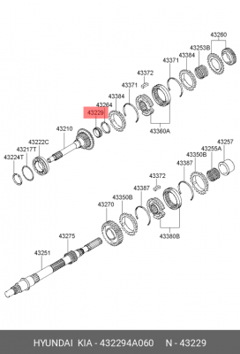 Подшипник КПП HYUNDAI Porter KIA Bongo 3 (06-) вала вторичного игольчатый OE 432294A060 HYUNDAI KIA