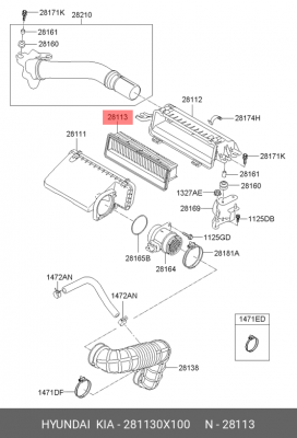 Фильтр воздушный HYUNDAI Santa Fe (12-) OE 281130X100 HYUNDAI KIA