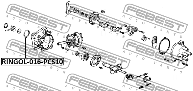 КОЛЬЦО УПЛОТНИТЕЛЬНОЕ РАСПРЕДЕЛИТЕЛЯ ЗАЖИГАНИЯ (10 шт. в упаковке) RINGOL-016-PC RINGOL-016-PCS10 FEBEST