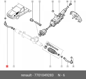 наконечник рулевой правый!\ Renault Traffic 01> 77 01 049 283 RENAULT
