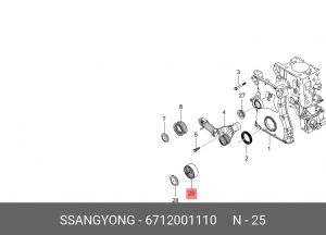 Ролик приводного ремня SSANGYONG Actyon (10-),Actyon Sport (12-),Rexton (12-) (D 6712001110 SSANG YONG