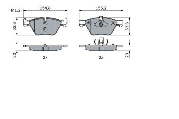 Колодки тормозные BMW 3 (E90),5 (E60) (03-) (1.8/3.0) передние (4шт.) BOSCH 0986494958 BOSCH