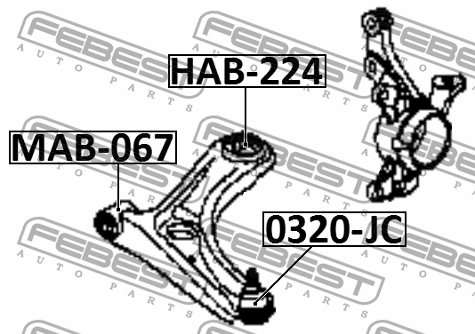Сайлентблок переднего нижнего рычага HAB-224 FEBEST