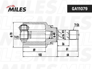 ШРУС внутр. лев. RENAULT Capture I/Logan Stepway II/Sandero Stepway II/Megan IV  GA11079 MILES