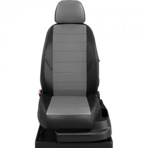 Авточехлы HYUNDAI Solaris (10-17) KIA Rio (11-17) седан экокожа черно-серые комп HY150601EC02 AVTO LIDER 1