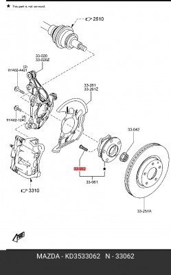 БОЛТ ТОРМОЗНОГО ДИСКА  KD3533062 KD3533062 MAZDA