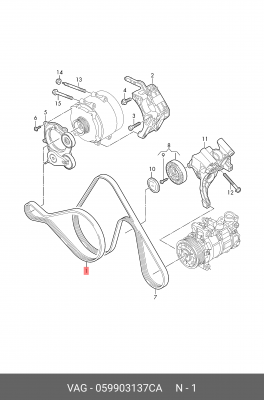 Ремень приводной поликлиновой 6PK923 VW Caddy (95-) OE 059 903 137 CA VAG