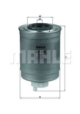Фильтр топливный FORD Transit (94-) (2.5 TD) MAHLE KC109 MAHLE KNECHT