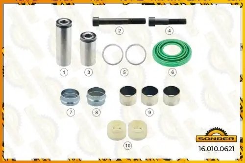 Аналог 14803. РМК суппорта WABCO PAN 19/22 Направляющие, болты…, 14 деталей 160100621 SONDER