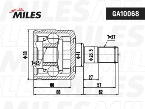 ШРУС HYUNDAI SANTA FE 00-06 внут.зад. GA10068 GA10068 MILES