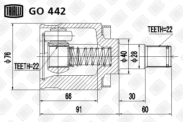 ШРУС внутренний ЗАЗ Sens/Chance/ЗАЗ 1102 Таврия 1.3 GO442 GO 442 TRIALLI