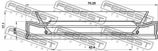САЛЬНИК КОРОБКИ СКОРОСТЕЙ 43.4X70.25X9.85X17.1 подходит для NISSAN FRONTIER D40  95HES-45701017R FEBEST