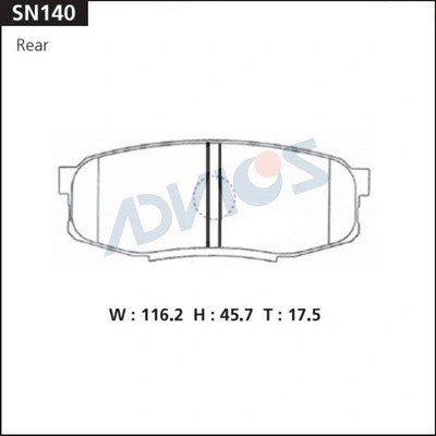 Дисковые тормозные колодки ADVICS арт. SN140 SN140 ADVICS