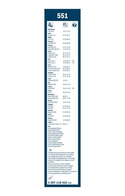 Щетки стеклоочистителя каркасные Twin 550/500мм крепление Hook 3 397 118 422 BOSCH