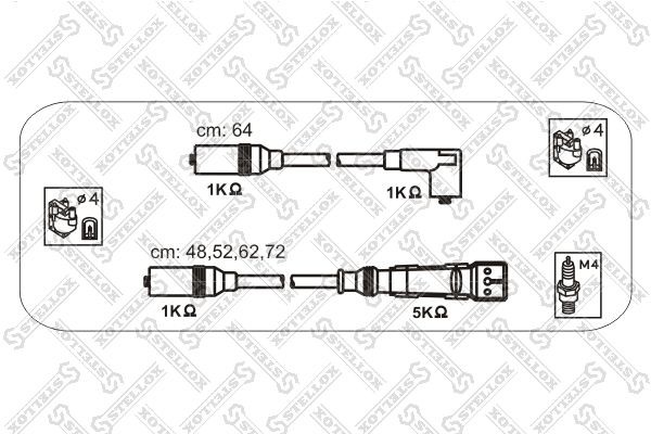 к-кт проводов!\ Seat Ibiza/Leon, VW Golf/Passat 1.8/2.0 92> 10-38083-SX STELLOX
