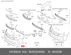 Кронштейн переднего бампера правый 86552D4000 HYUNDAI KIA
