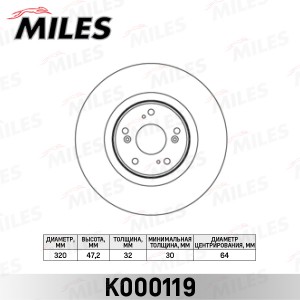 Диск тормозной передний D320мм. HONDA ACCORD 2.4 08- (TRW DF6437) K000119 K000119 MILES
